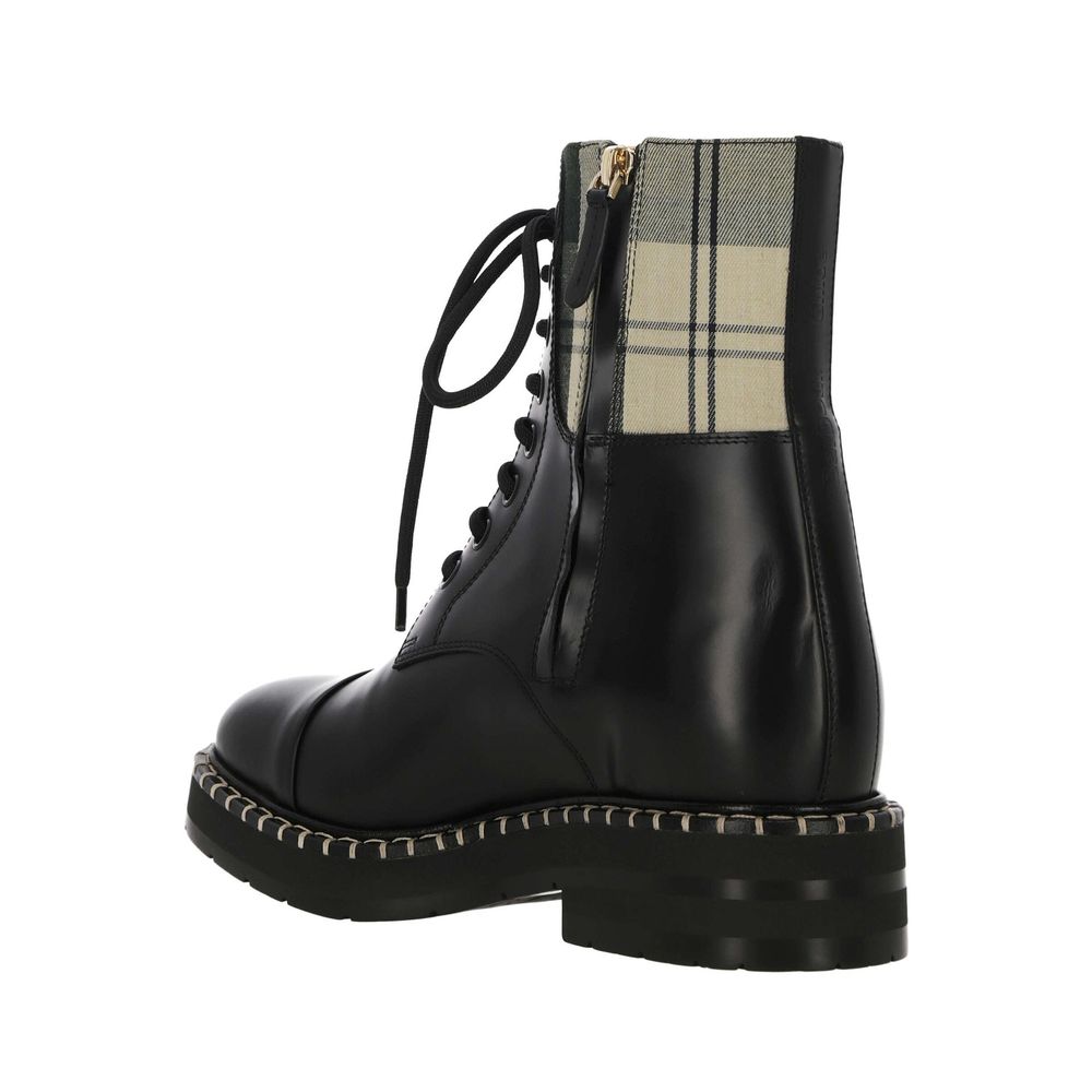 See By Chloé Black Cotton Lace-Up Boots