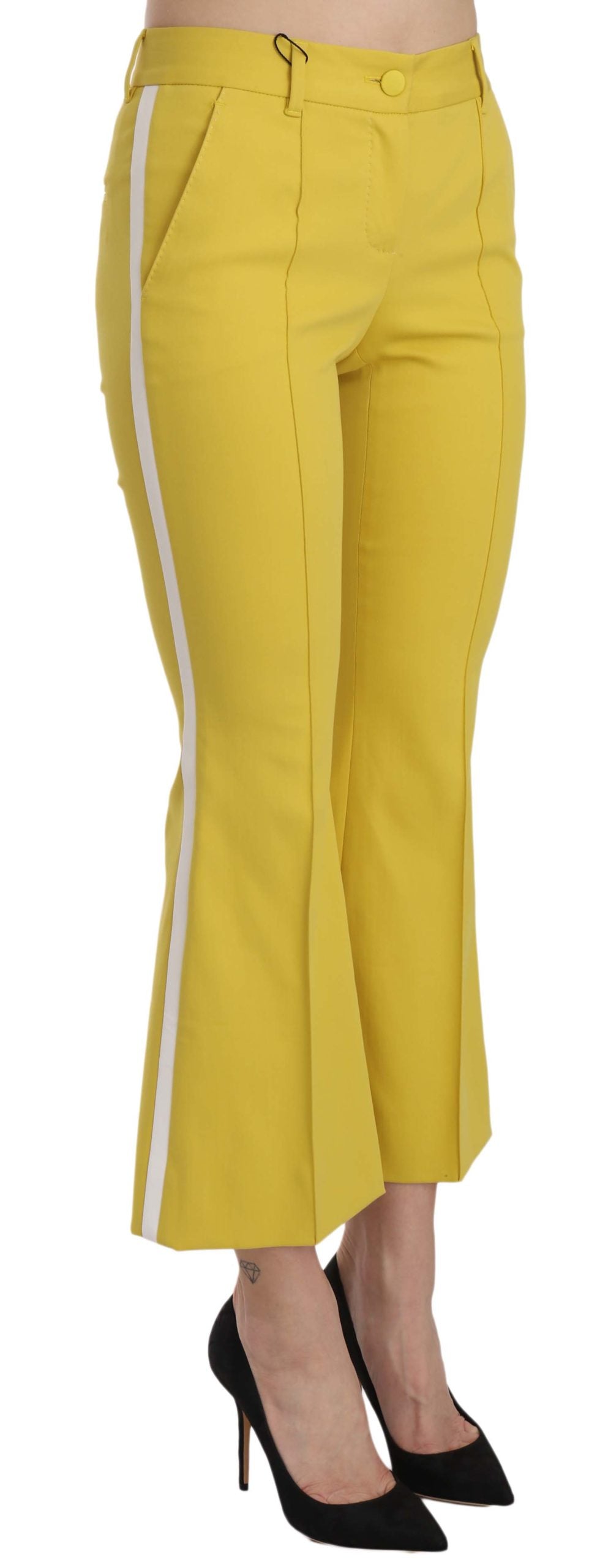 Dolce & Gabbana Yellow Flared Bootcut Capri Cotton Pants - Whispers Of Wisdom Clothing
