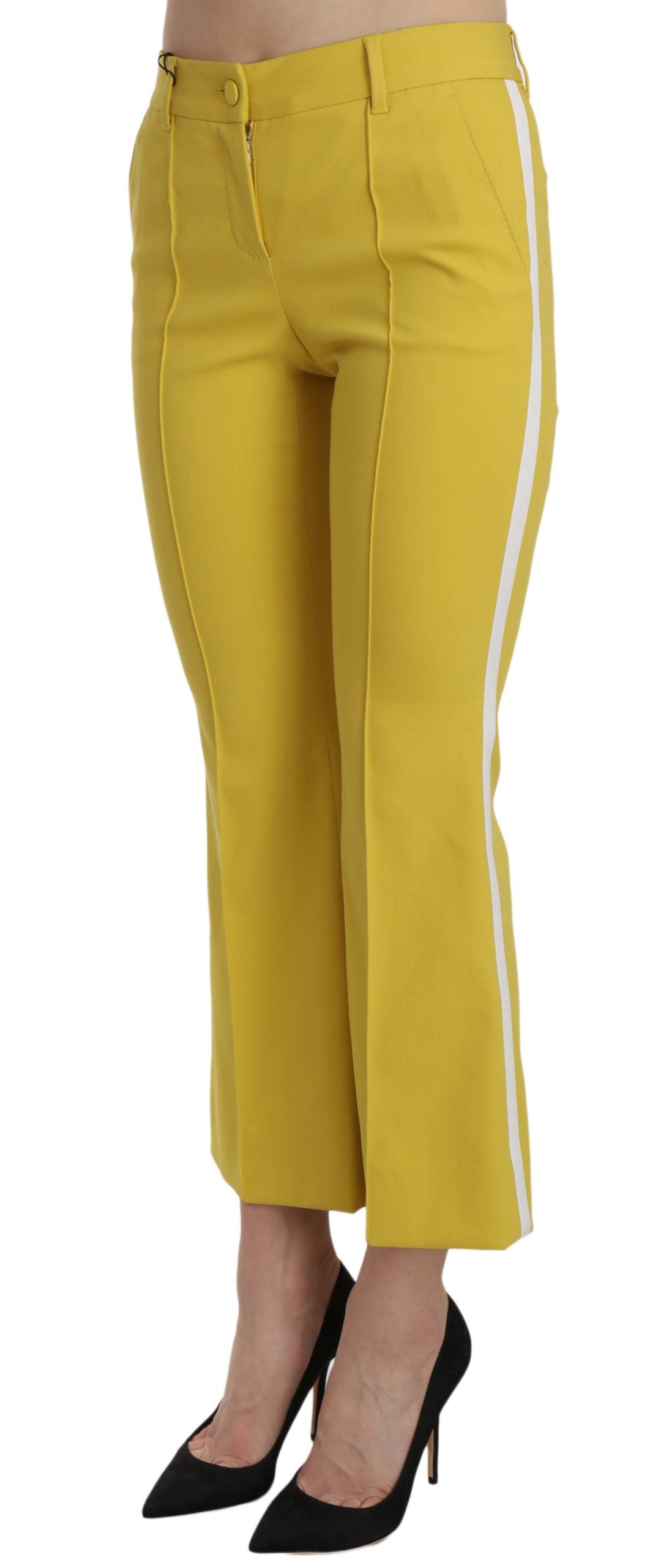 Dolce & Gabbana Yellow Flared Bootcut Capri Cotton Pants - Whispers Of Wisdom Clothing