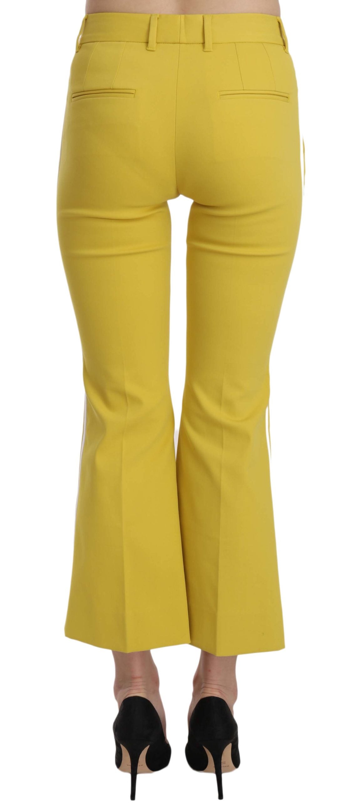Dolce & Gabbana Yellow Flared Bootcut Capri Cotton Pants - Whispers Of Wisdom Clothing