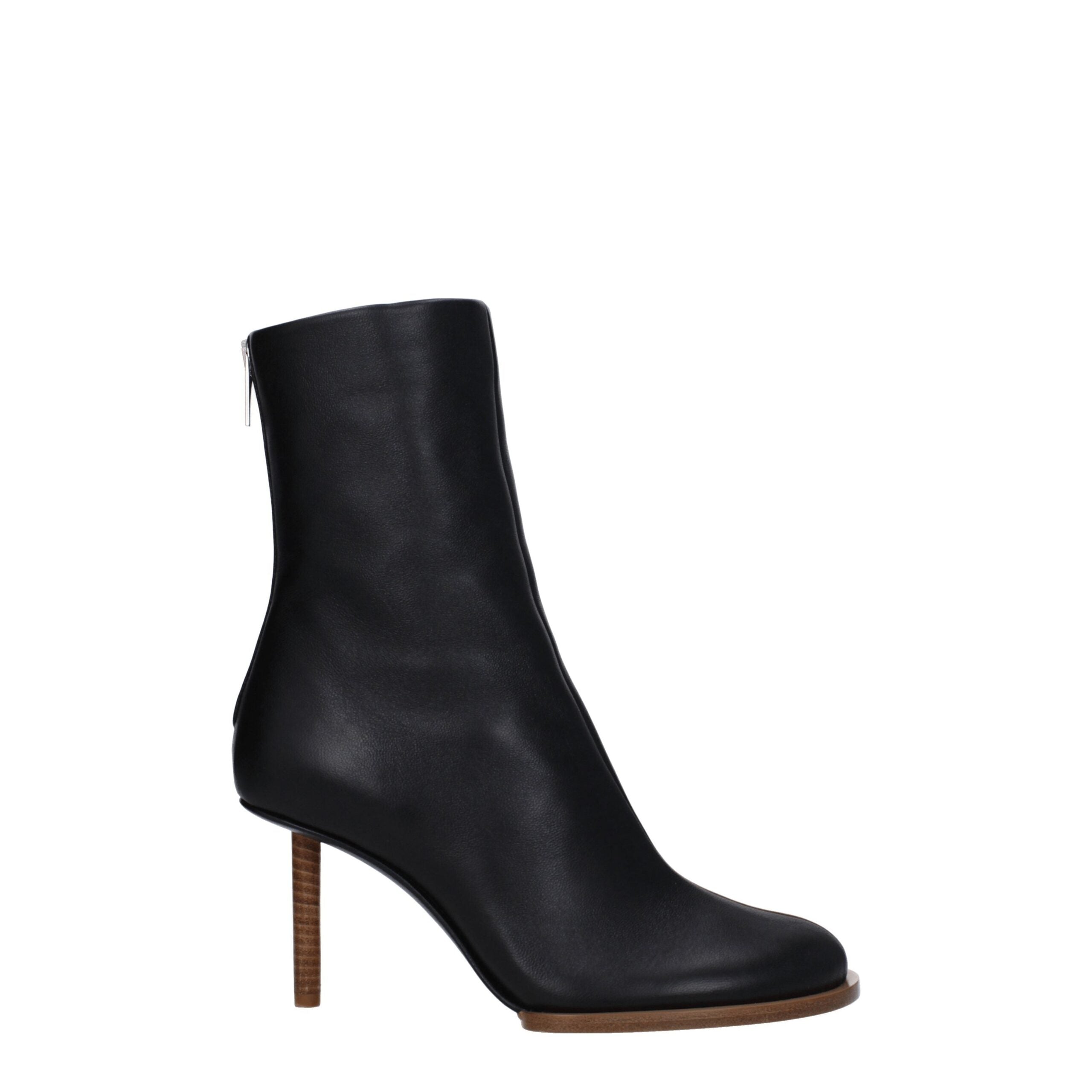 Jacquemus Black Leather Ankle Boots