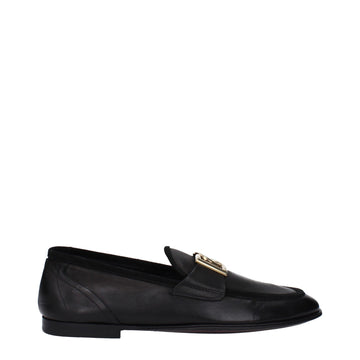 Dolce & Gabbana Black Leather Slip-On Loafers
