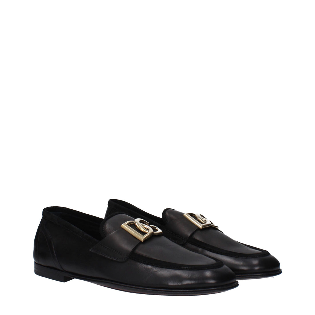 Dolce & Gabbana Black Leather Slip-On Loafers