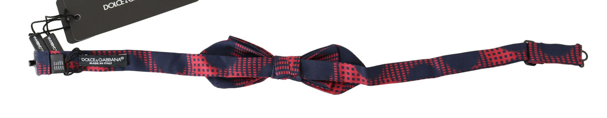 Dolce & Gabbana Red Checkered 100% Silk Adjustable Men Neck Bow Tie - Whispers Of Wisdom Clothing