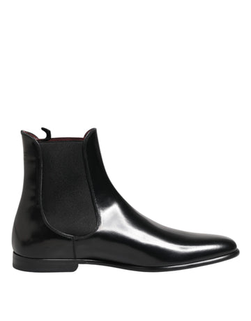 Dolce & Gabbana Black Chelsea Slip On Mid Calf Boots Shoes
