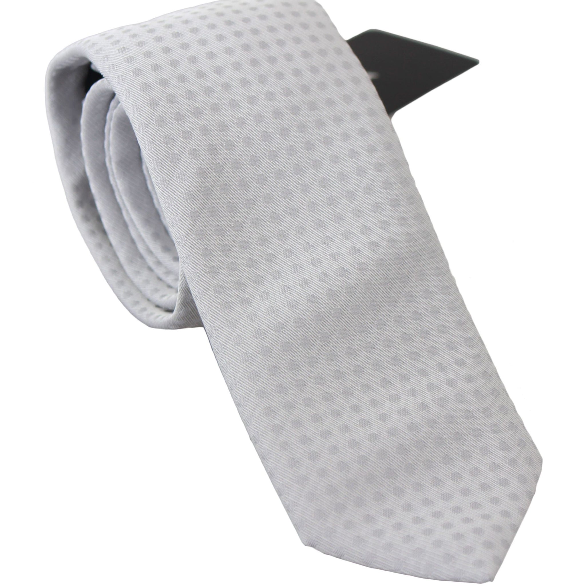 Dolce & Gabbana White Patterned Classic Mens Slim Necktie Tie