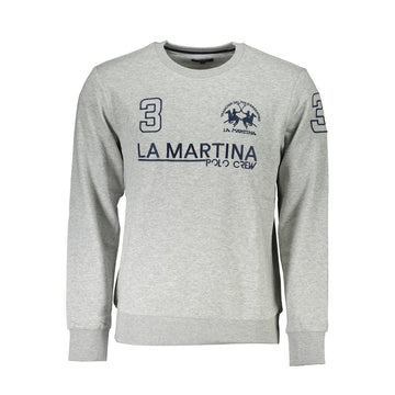 La Martina Gray Cotton Men Sweater