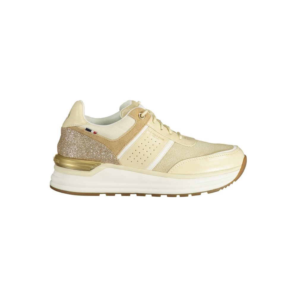 حذاء رياضي من البوليستر بلون بيج من US POLO ASSN