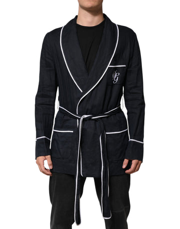 Dolce & Gabbana Dark Blue DG Embroidery Jacket Robe Blazer