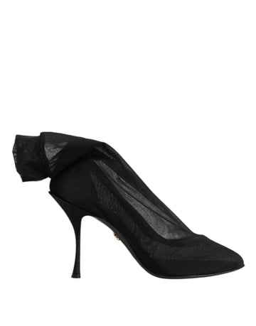 Dolce & Gabbana Black Silk Stretch Mesh Sock Boots Shoes