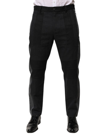 Dolce & Gabbana Black Gray Cotton Dress Formal Trouser Pants
