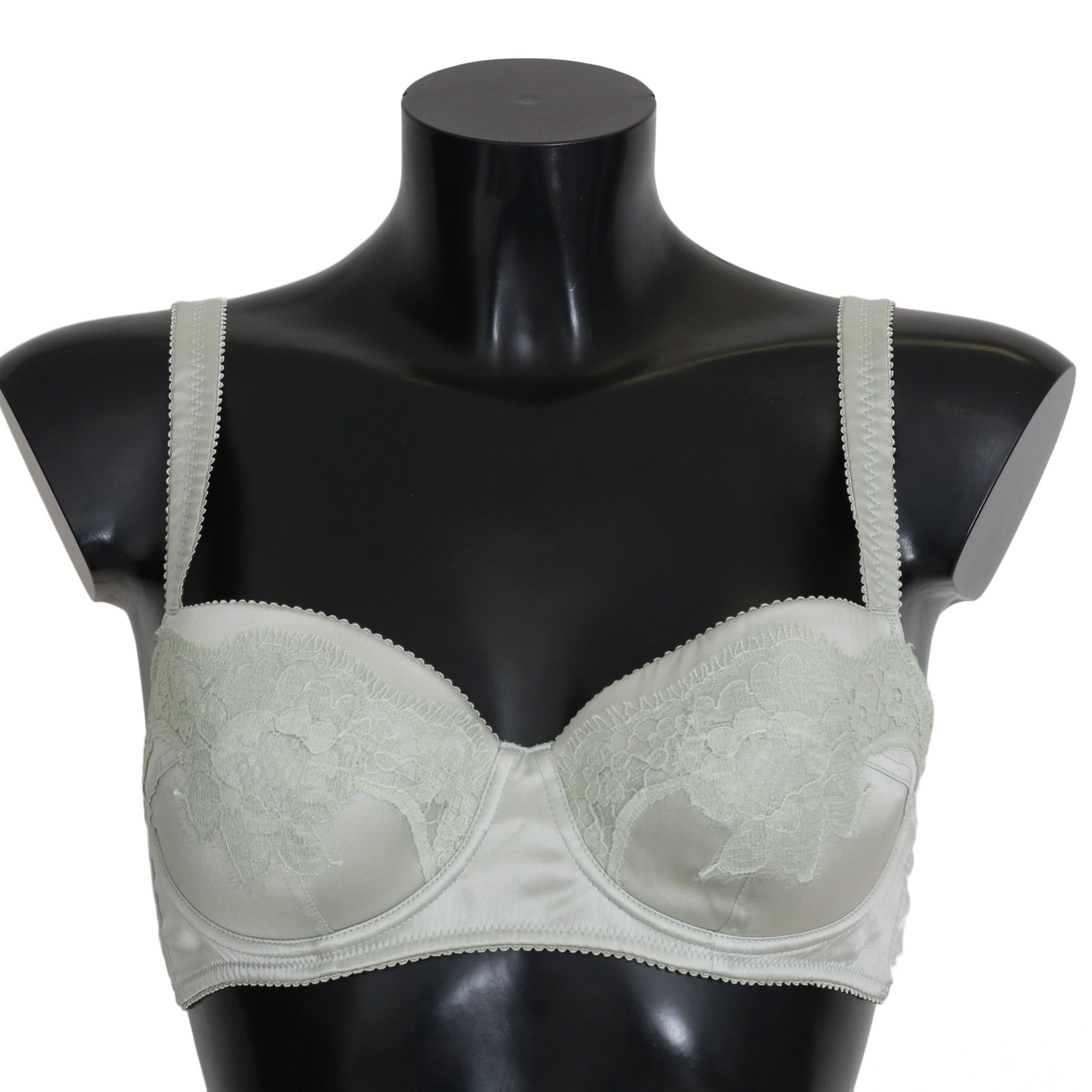 Dolce & Gabbana Green Balconcino Bra Floral Lace Underwear