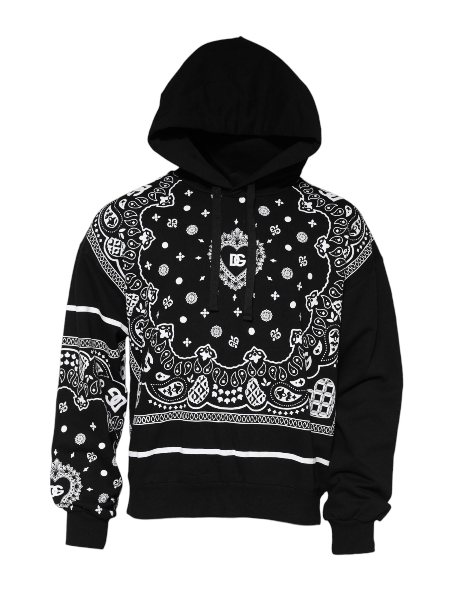 Dolce & Gabbana Black Bandana Hooded Men Sweatshirt Sweater