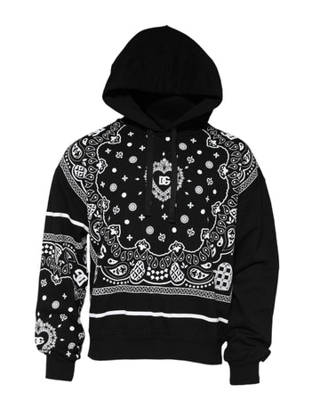 Dolce & Gabbana Black Bandana Hooded Men Sweatshirt Sweater