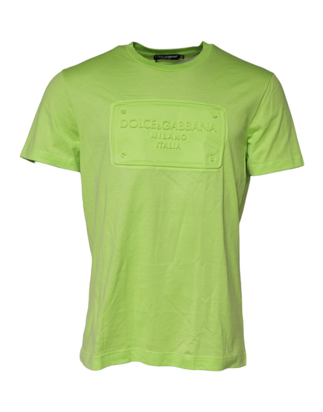 Dolce & Gabbana Green Embossed Logo Cotton Crew Neck T-shirt