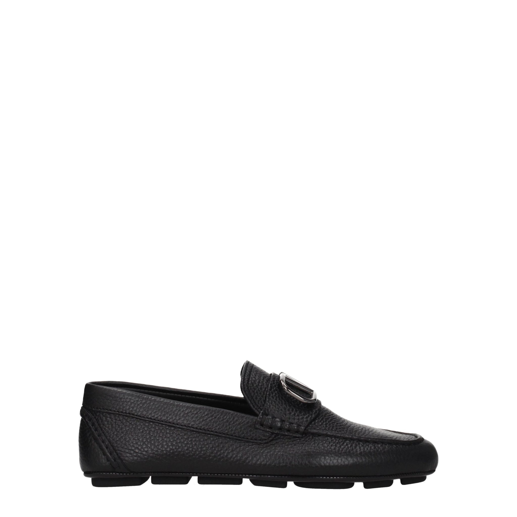 Valentino Garavani Black Leather Slip-On Loafers
