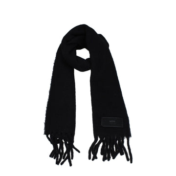 Ami Paris Black Leather Scarf
