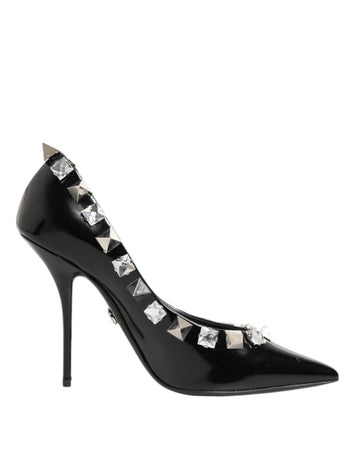 Dolce & Gabbana Black Crystals Studs Stiletto Pumps Shoes