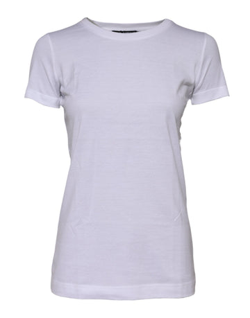 Dolce & Gabbana White Cotton Crew Neck Short Sleeves T-shirt