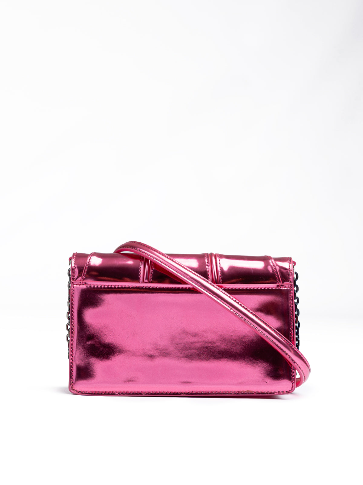 Ferrari Metal Pink GT patent leather bag with chain