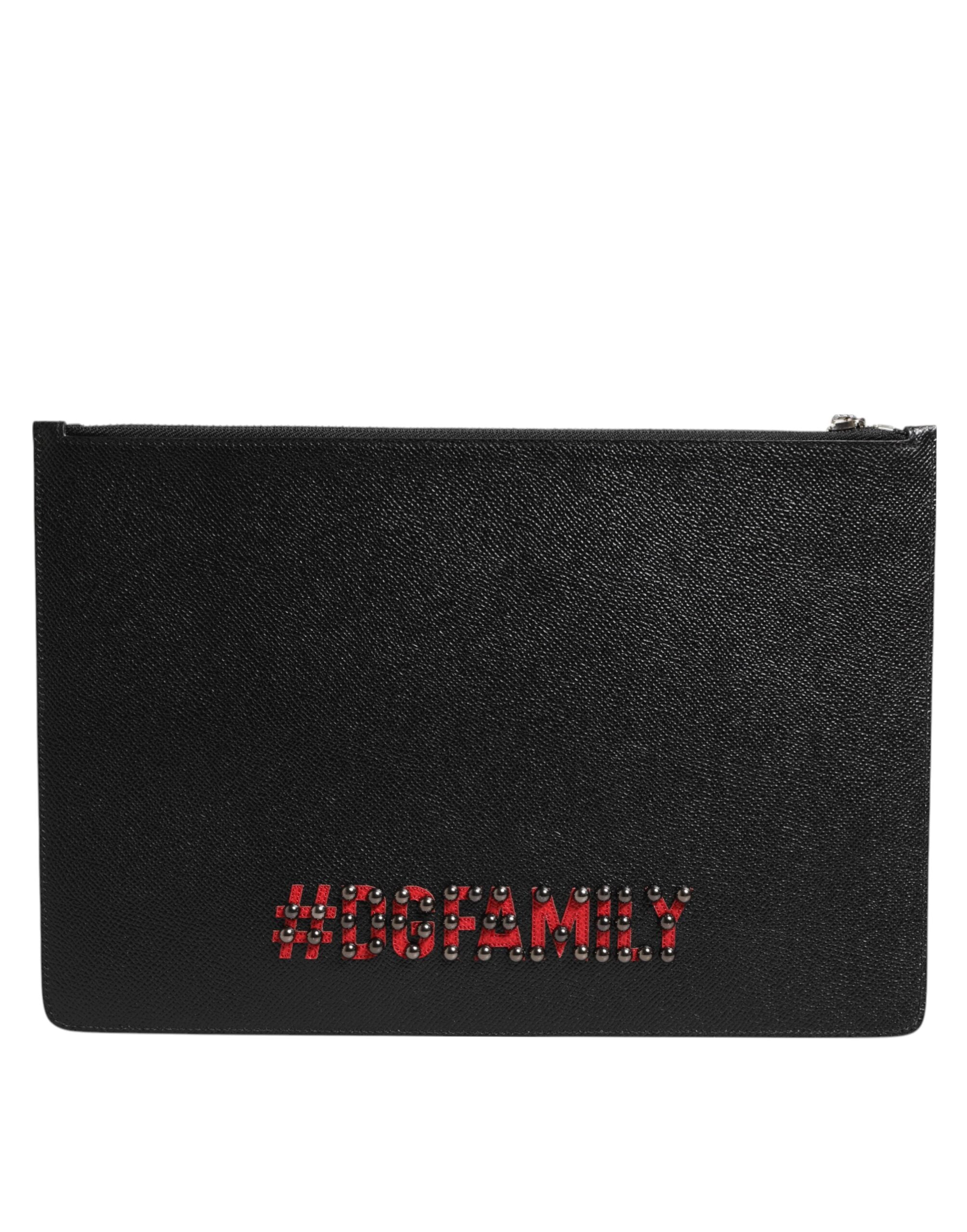 حقيبة كلاتش رجالية من دولتشي آند غابانا، مصنوعة من الجلد الأسود، #DGFAMILY