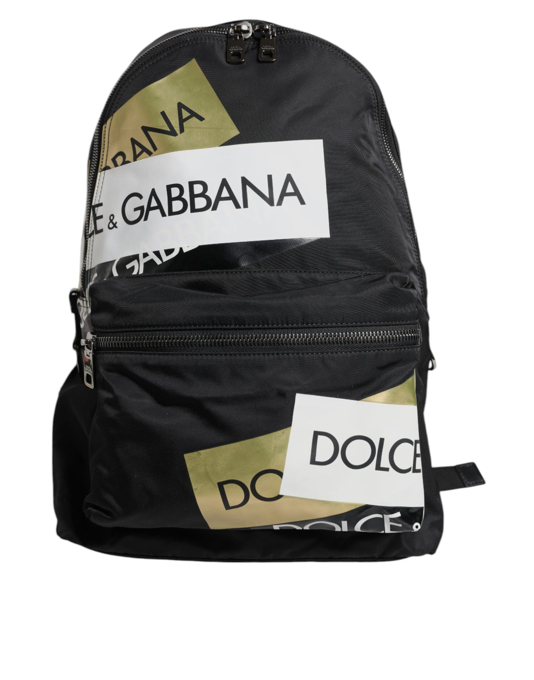 Dolce & Gabbana Black Logo Tape Polyamide School Travel Backpack Men Bag