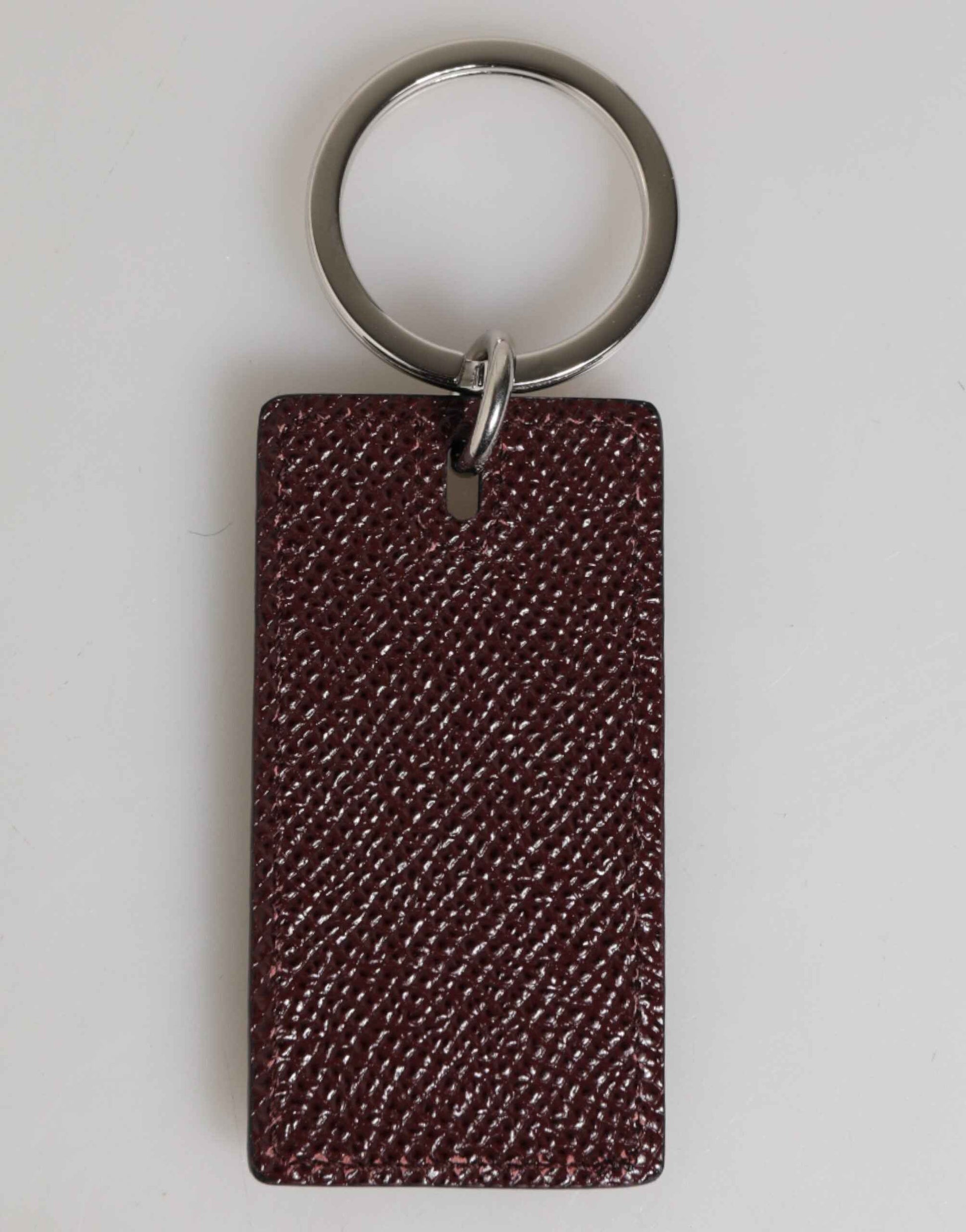 Dolce & Gabbana Dark Brown Leather Logo Metal Ring Men Keychain Keyring