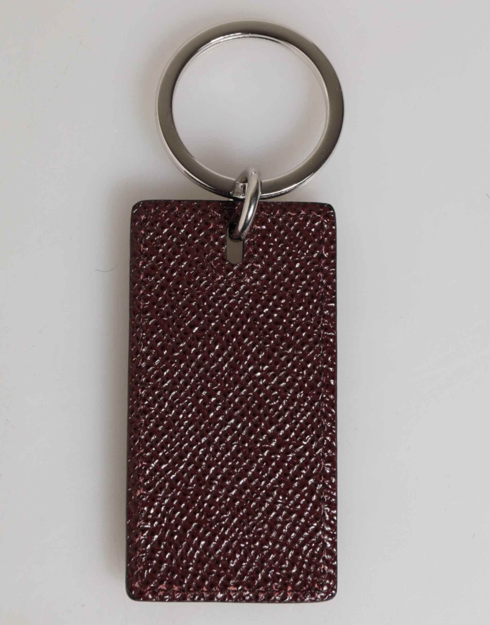 Dolce & Gabbana Dark Brown Leather Logo Metal Ring Men Keychain Keyring
