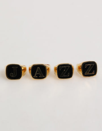 Dolce & Gabbana Gold Tone Brass JAZZ Letter Set 4 Pieces Adjustable Ring