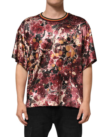Dolce & Gabbana Multicolor Polyester Marble Print Oversize T-shirt