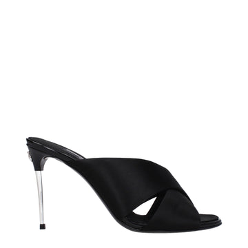 Dolce & Gabbana Black Satin Stiletto Heel Sandals