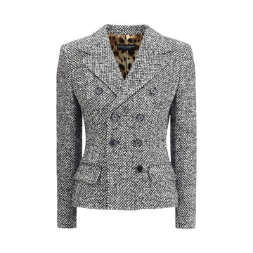 Dolce & Gabbana Gray Fleece Wool Blazer