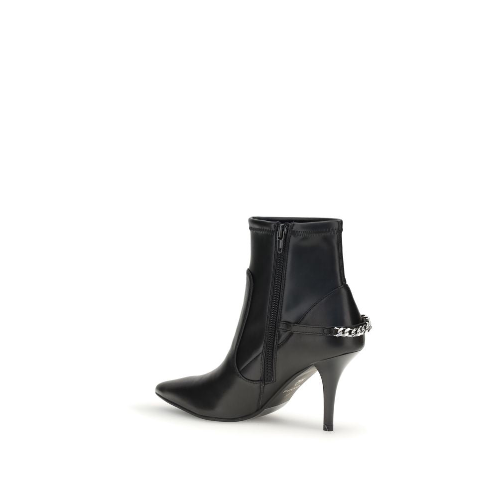 PINKO Black Calf Leather Bos Taurus Ankle Boots