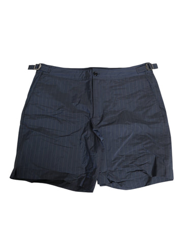 Dolce & Gabbana Navy Blue Polyester Pinstripe Men Shorts Swimwear