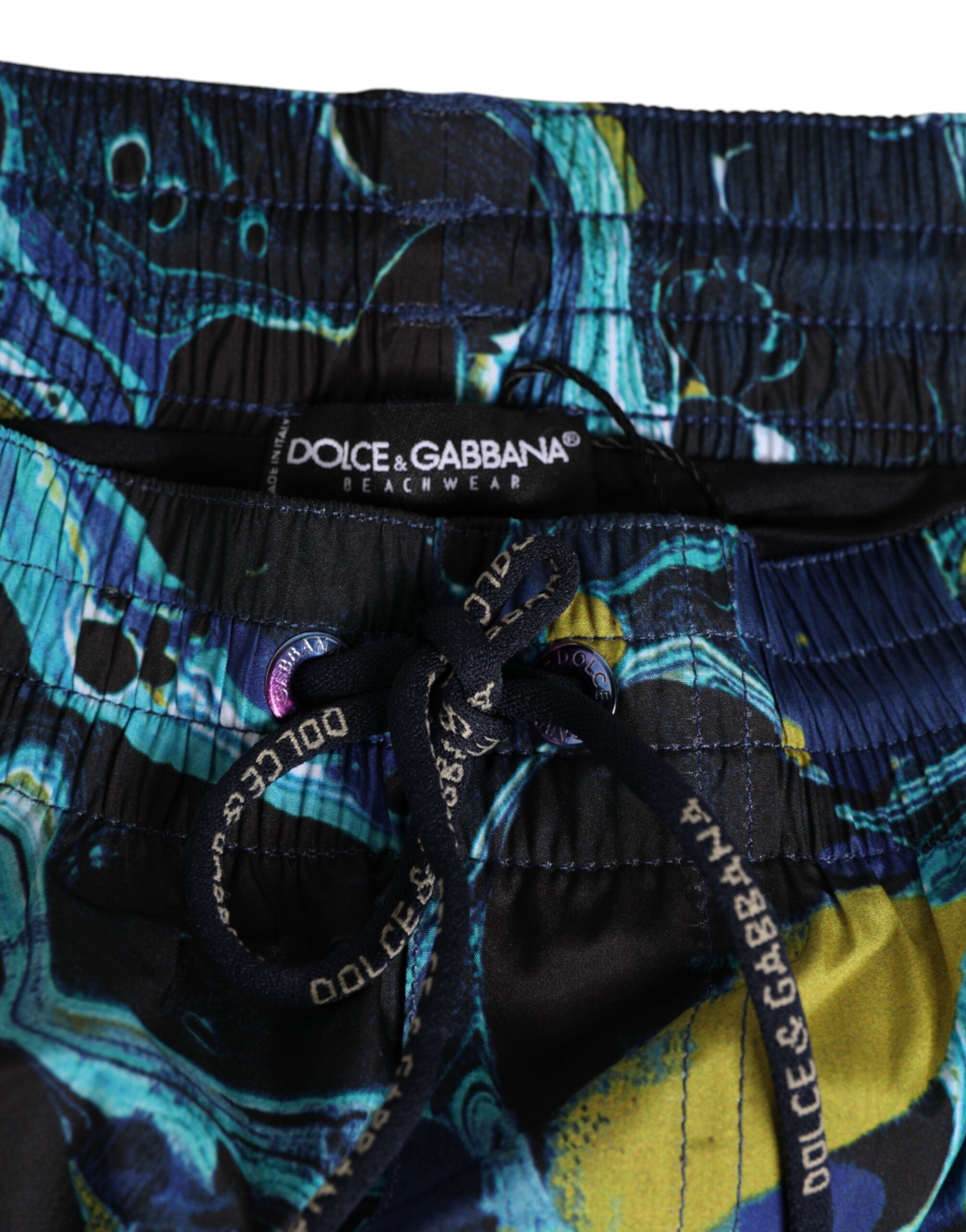 Dolce & Gabbana Blue Marble Print Logo Men Boxer Short Swimwear