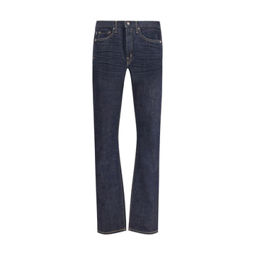 Tom Ford Blue Cotton Straight-Leg Jeans