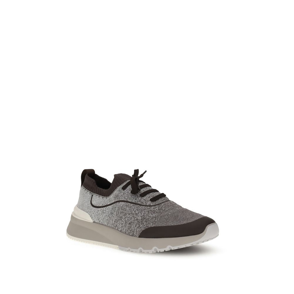 Brunello Cucinelli Gray Cotton Athletic Sneakers