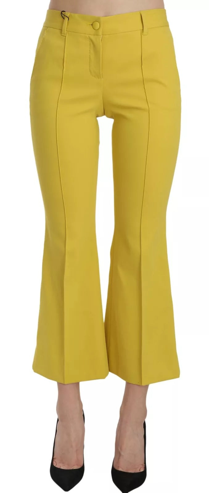 Dolce & Gabbana Yellow Flared Bootcut Capri Cotton Pants - Whispers Of Wisdom Clothing