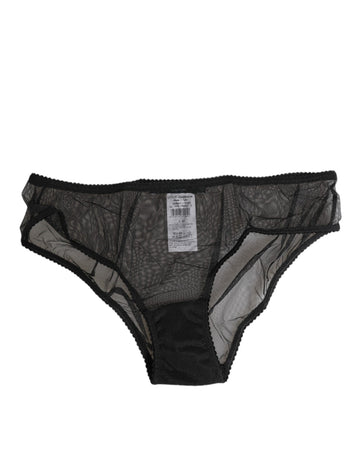 Dolce & Gabbana Black Sheer Mesh Lace Bikini Briefs Underwear