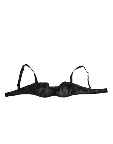 Dolce & Gabbana Black Satin Underwire Bra Lingerie IT2 Underwear
