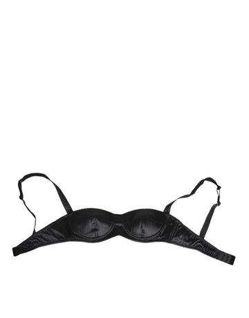 Dolce & Gabbana Black Silk Satin Wireless Lingerie Bra Underwear