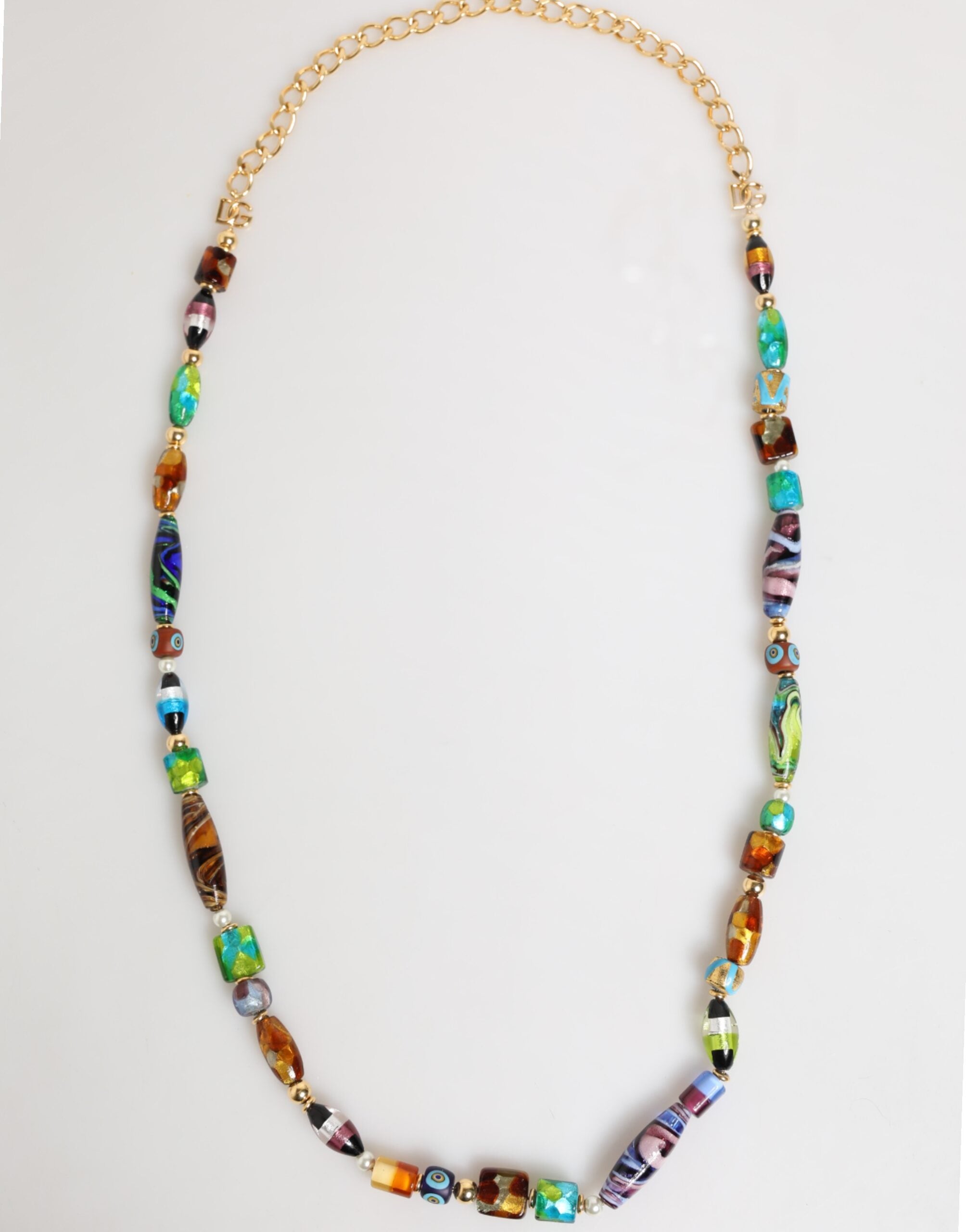 Dolce & Gabbana Multicolor Murano Glass Beads Brass Women Jewelry Necklace