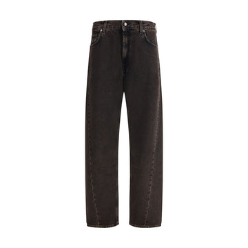 7FOR Black Cotton Straight-Leg Jeans