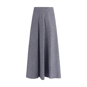 Sara Roka Blue Cotton Midi Skirt