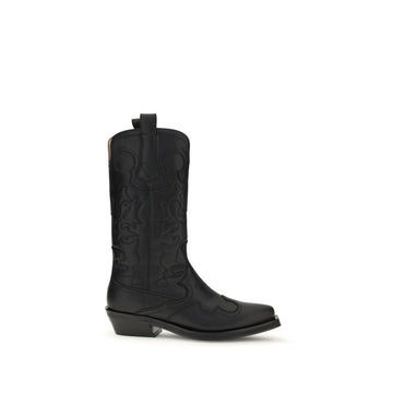 Ganni Black Recycled Leather Boots