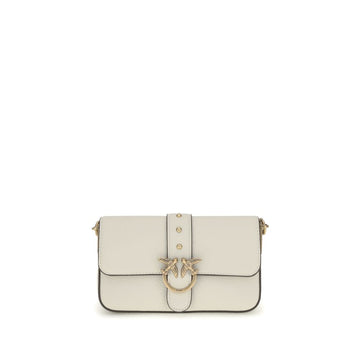 PINKO White Calf Leather Bos Taurus Shoulder Bag