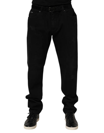 Dolce & Gabbana Black Cotton Regular Denim Men Trouser Jeans