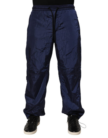 Dolce & Gabbana Blue Nylon Straight Jogger Sweatpants Pants