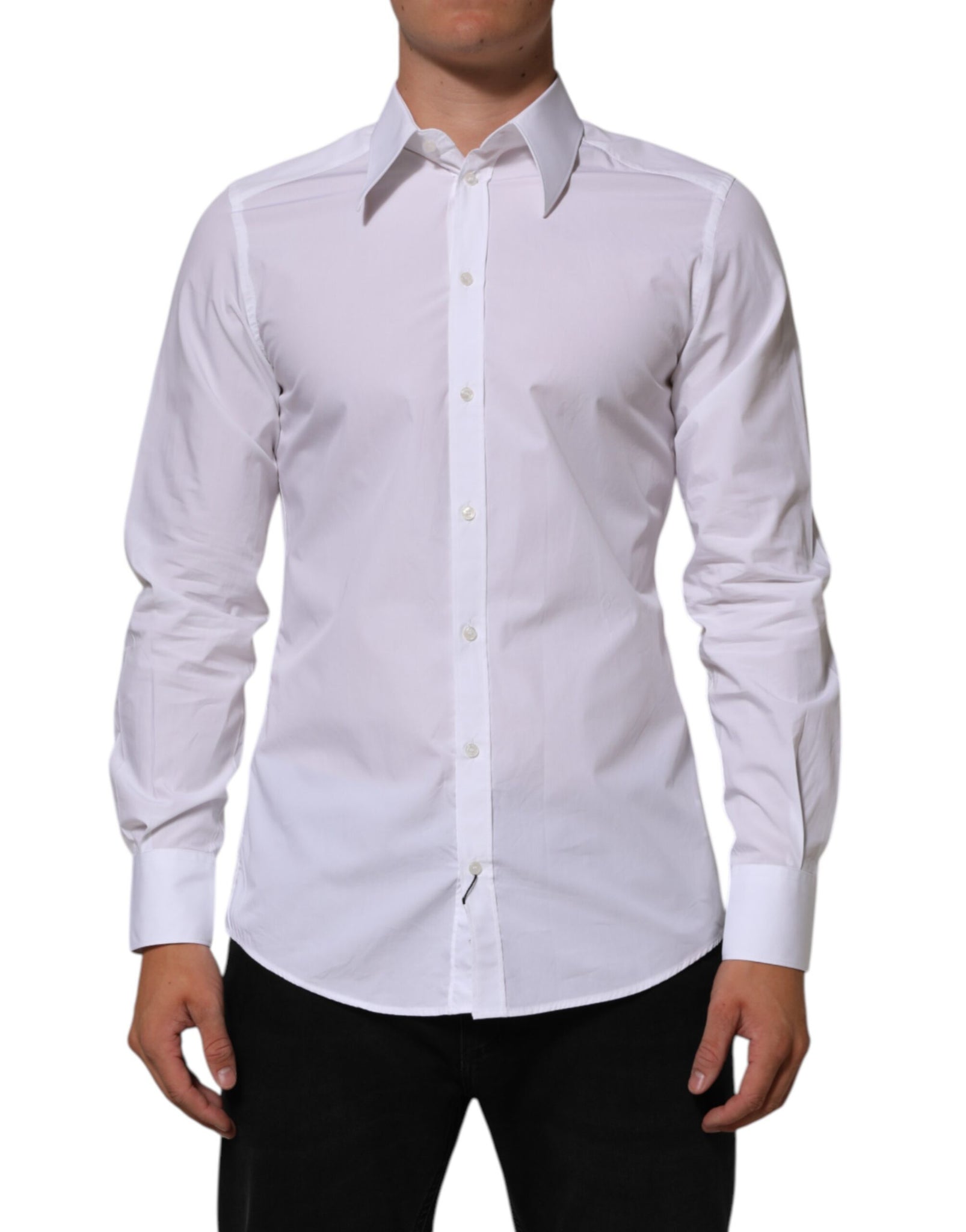 Dolce & Gabbana White Cotton MARTINI Men Formal Dress Shirt