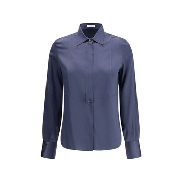 Brunello Cucinelli Blue Silk Blouse